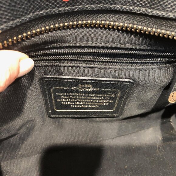 Coach Mini Crosby Floral Print Purse Black Satchel Bag Handbag Crossbody Poppies - Picture 11 of 11